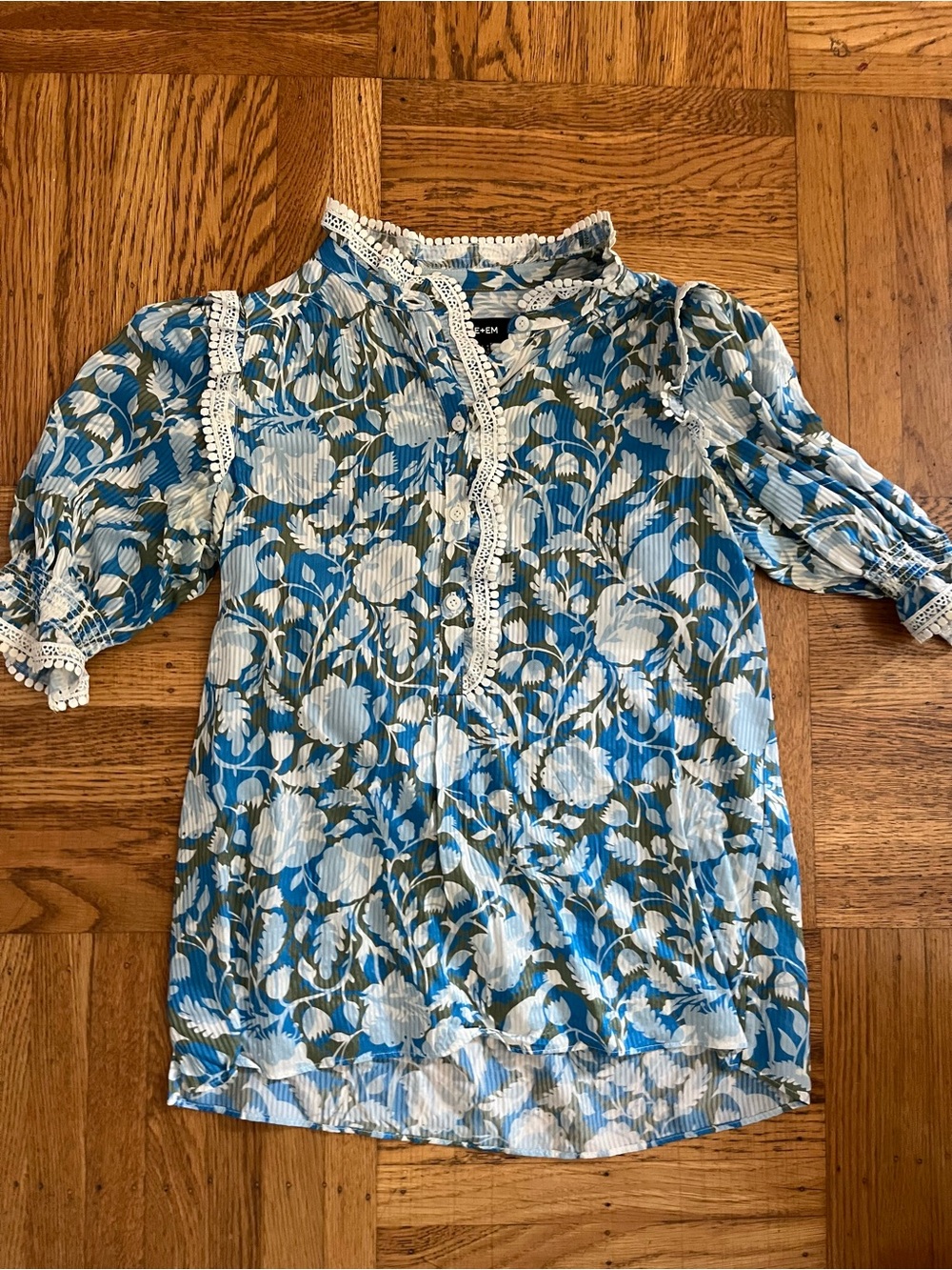 ME+EM Blue and White Floral Tiered Maxi Dress - Picture 2 of 6